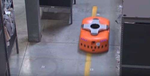 Il percorso degli AGV di Kiva attraverso un sistema di griglie adesive