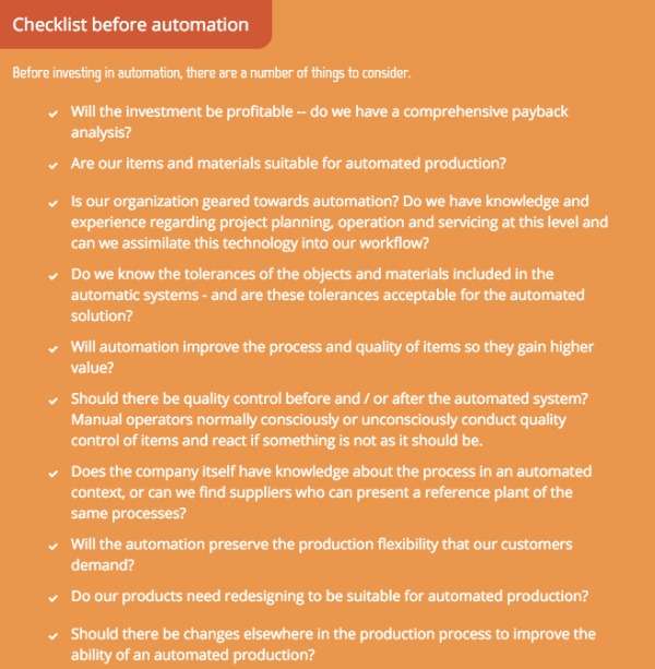 Checklist before automation