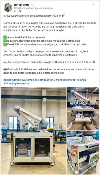 installazione Nuova Cobot Station Alumotion
